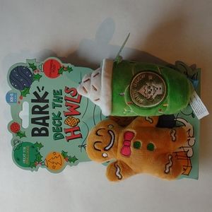 NWT Bark Deck the Howls Gingerbread & Latte Dog Toys for extra small-small dogs